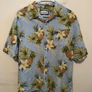 Seven Palm pineapple Floral Blue Hawaiian Shirt Men’s Small